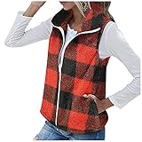 Fleece Weste Damen Herbst Winter Warm Ärmellos Westen Pelzjacke Leicht Casual Einfarbig Damenweste Herbstmantel Damen Weste Plüsch ärmellose Weste Jacke Winter Warm Damen Weste Outdoor Mode Tasche Ärmellos Mantel Winterjacke Bequem Sportweste Einfarbige Übergangsjacke Steppweste