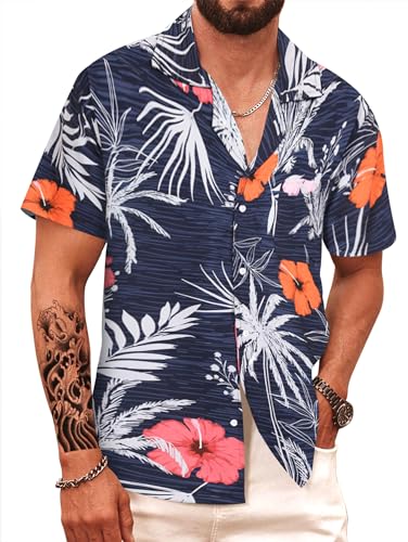 APTRO Men's Hawaiian Shirt Short Sleeve Beach Aloha Funky Party Shirt Flower M256 S