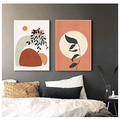 Feuilles géométriques en affiche boho pour créer un salon chaleureux et apaisant