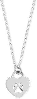 Boma Jewelry Sterling Silver Heart with Cut-Out Paw Pendant Necklace