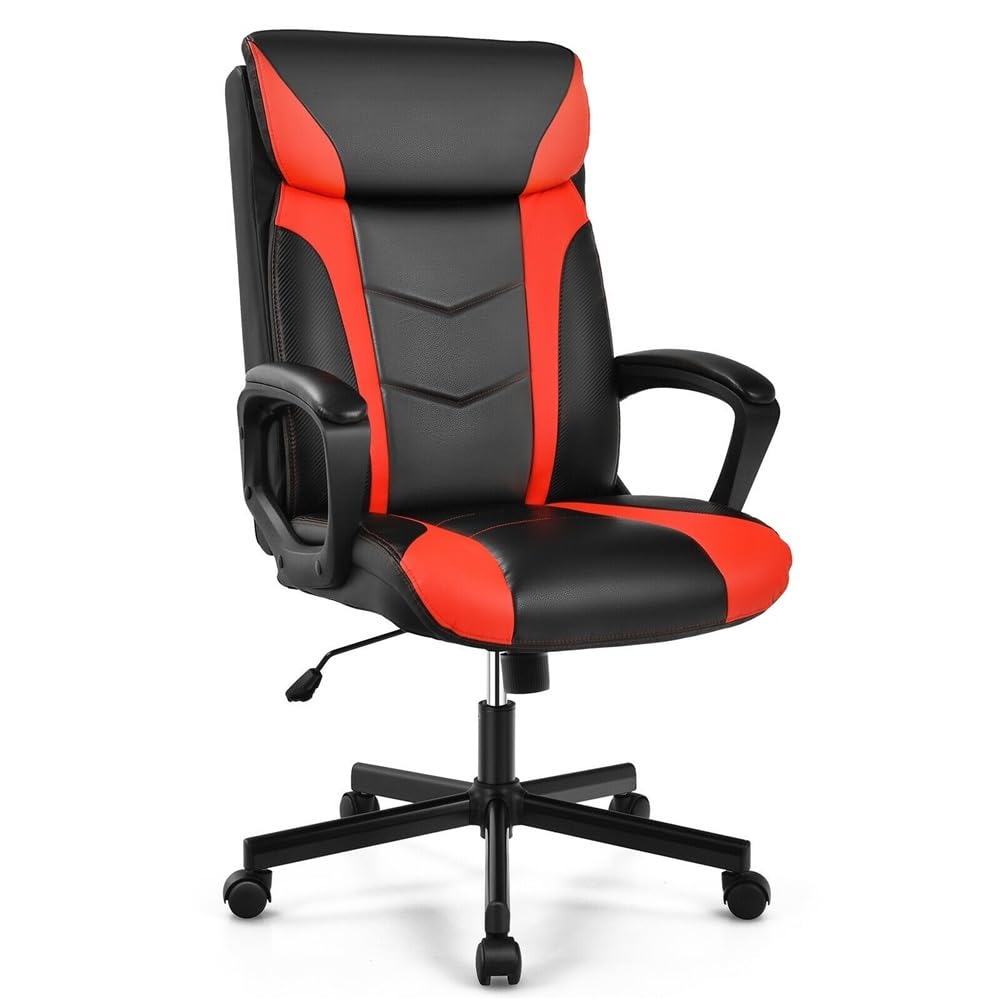 Adjustable Executive Office Chair High Back Leather Swivel Desk with Padded Armrest Modern Luxury Computer for Home
