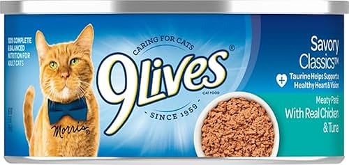 9Lives Meaty Paté With Real Chicken & Tuna Wet Cat Food, 5.5 Ounce Can (Pack of 24) disponible en Yaxa Peru