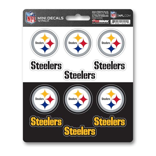 FANMATS 61133 NFL - Pittsburgh Steelers 12 Count Mini Decal Sticker Pack 5 x 6.25 in.- Great Gift...