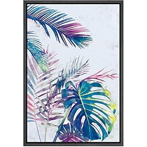 SIGNWIN Framed Canvas Wall Art Pink and Green...