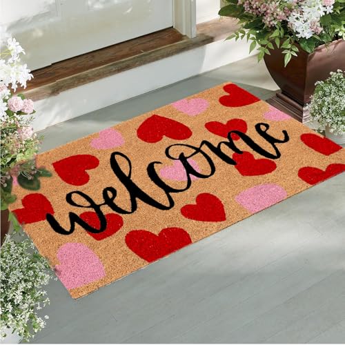 Tapete de entrada JarThenaAMCS corazón rojo y rosa 16.5x29 pulg miniatura 6