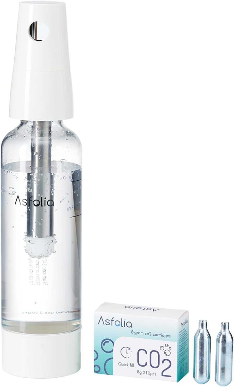 Asfolia portable sparkling water maker with 10PCS 8g cylinders （red）