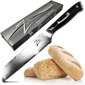 Zelite Cuchillo Pan de Sierra de 20,3 cm, Cuchillo Panadero Profesional de Cocina de Acero Inoxidable Alemán para Cortar Baguettes y Hogazas, Cuchillo de Chef Japonés Hoja Muy Afilada sin Juntas