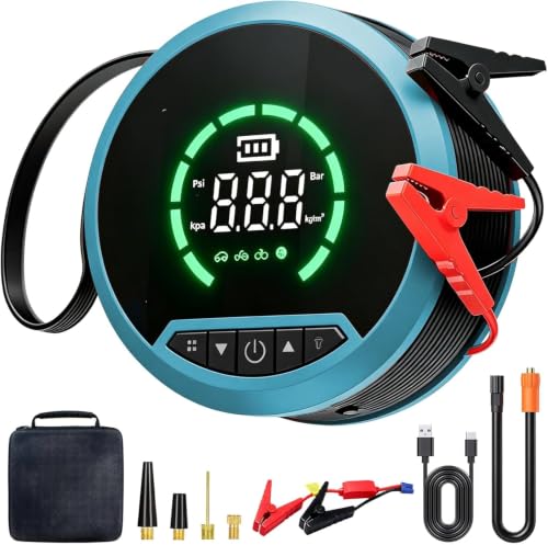 Image of Portable Jump Starter, 8000mAh Battery for Car & Bike, 3in1 - Jump Starter & LED Flashlight, Safety Protection, Type-C Charge, Diesel & Gas Engine Compatible with Carry Bag