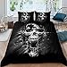 HUIJIE Pościel Z Mikrofibry Czarna Czaszka Wow Halloween Horror 240X280Cm 3 Sztuki, 1 Poszwa Na Kołdrę + 2 Poszewki Na Poduszki Zapinane Na Zamek Miękkie I Wygodne Odpowiednie Do Pokoju Dziecięcego Ch