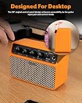 STRICH DSP Mini Amplificateur de pratique pour guitare électrique, 2 x 5W Amplificateur de bureau double haut-parleur avec nettoyage/détortion, 3-4H Batterie, 3.5mm Casque Jack, sans fil portable pour la pratique intérieure & Voyages, Orange