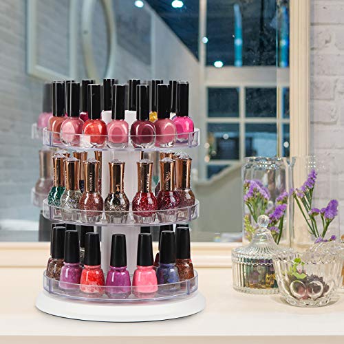 J Jackcube Design Acrylic Rotating Nail Polish Display Stand Spinning Rack Holds 69 - 117 Bottles, 3 Tier Storage Holder Organizer For Nail Polish, Makeup, Essential Oil And More - Mk548B #TOP1