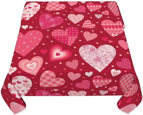 Vista 93 de AEIOAE Mantel cuadrado para el día de San Valentín de 60 x 60 pulgadas, mantel de corazones de amor, mantel de San Valentín, tela de poliéster