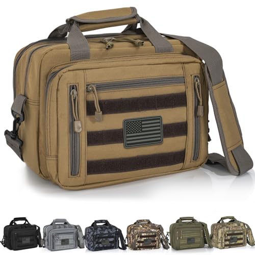 Image of Pistol Case, Gun Range Bags For 2 Pistols 6 Magazines Carrying Shooting Bag with Lockable Zipper for Shooting Range Outdoor Hunting