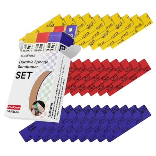stedi Sanding Sponge for Model Gundam Building,3mm Hobby Model Tools Hand Sanding Block Waterproof Wet Dry Reuse #400#600#800 Grit Sandpaper, 30 Sheets