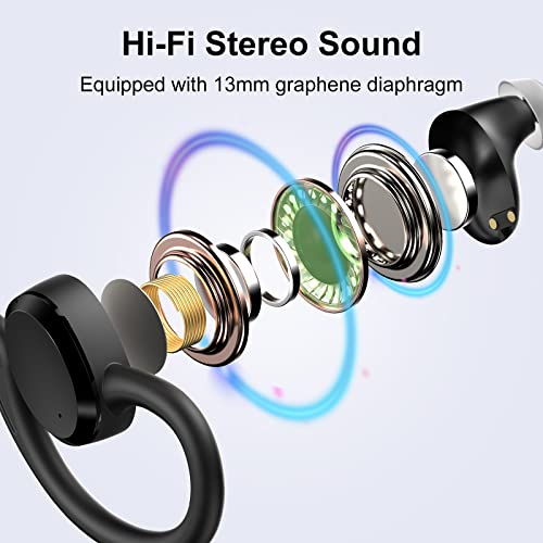 Wireless Earbuds Bluetooth Headphones, Bluetooth 5.3 Earbuds Sport Immersive Hifi Stereo Over Ear Buds, 48Hrs Earphones In Ear With Earhooks, Hd Mic, Ip7 Waterproof Headset For Workout Running [2023] #TOP4