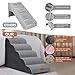 Trhillsbrad Breiter Hundetreppe 5 Stufen 62cm hoch für Kleine Hunde, Hochdichtem Schaumstoff Haustiertreppe, Waschbarem Bezug und Rutschfestem Boden