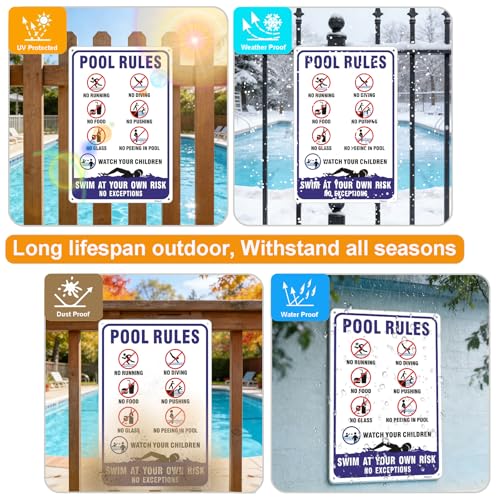 2 Pack Carteles Normas Piscina 12x8 Pulgadas miniatura 4