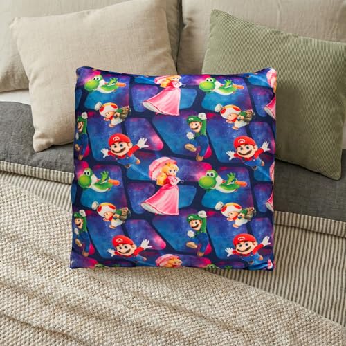 Image of The Super Mario Galaxy Movie Kids Squishy Plush Throw Pillow, Soft Decorative Cushion for Bedroom Decor & Gifts, 13 Inch, Mario & Luigi (100% Officially Licensed Product) By Franco