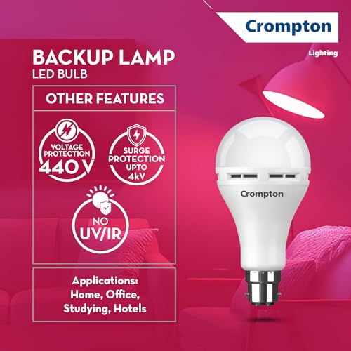 Image of Crompton 25 Watt Emergency LED Bulb | B22 Base | Upto 3 Hour Battery Back Up | Cool Day Light (Pack of 1) | 3-Step Dimming | Li-ion Battery