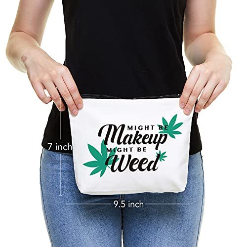 Fokongna Funny Weed Makeup Bag Gifts,Women Friends Cosmetic Bag,Best Friends Sister Gifts Might Be Makeup Might Be Weed,Humor Travel Makeup Bag Toiletry Bag For Women Friends Birthday Christmas Gifts - Image 3