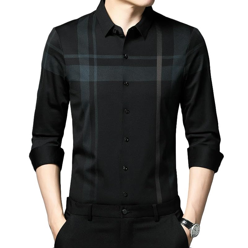 Camisa de manga larga a rayas delgada blusa de negocios informal con solapa de primavera