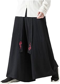 [BEIBANG]ワイドパンツ メンズ サルエル ガウチョパンツ 麻 ゆったり ウエストゴム紐 オールシーズン ビッグシルエット 無地 大きいサイズ オールシーズン