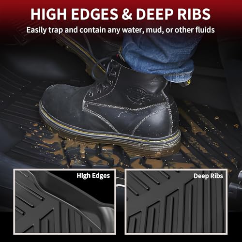 Image of LASFIT Floor Mats for Toyota RAV4 2013-2018(Not Fit Hybrid) All Weather TPE Mats Custom Fit Floor Liner for Toyota RAV 4 LE /XLE /SE /Limited /Adventure Front and Rear 2 Row Car Mats,Black