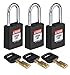 Brady SafeKey Lockout Padlock - Nylon - Black - 1.5" Steel Shackle Vertical Clearance - Keyed Alike (Pack of 3)