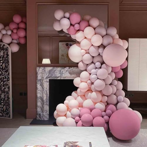 Image of Funhot Pink Purple Balloons Set, 60PCS Purple and Pink Party Balloon, 12Inch Pastel Metallic Purple Pink Latex Balloons Birthday Balloons for Girls Princess Butterfly Wedding Baby Shower Decorations