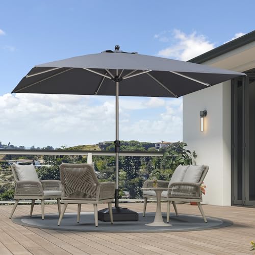 Image of PURPLE LEAF Patio Umbrella 10' x 10' Square Aluminum Frame Grey