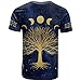 LRKZ T-Shirt à SéChage Rapide pour Homme, Phases de Lune et Arbre de Vie, Pull à Capuche LéGer, Impression 3D, Totem de La Mythologie Celtique Wicca, Haut Harajuku,A,5XL
