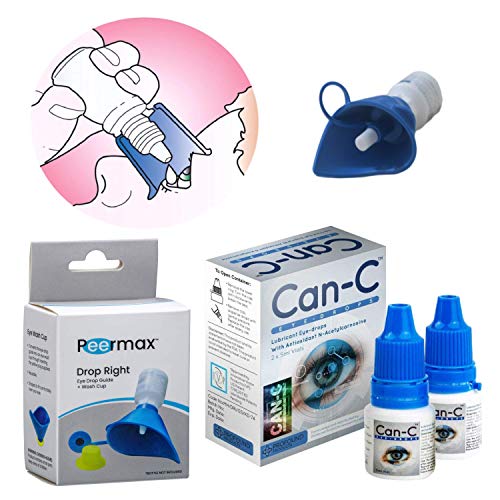 Can-C Lubricant Eye Drops with Antioxidant N-Acetylcarnosine | Effective Solution for Cataracts & Dry Eyes | Natural Eyedrop Ointment Also Includes a Handy Peermax Eye Drop Guide & Wash Cup
