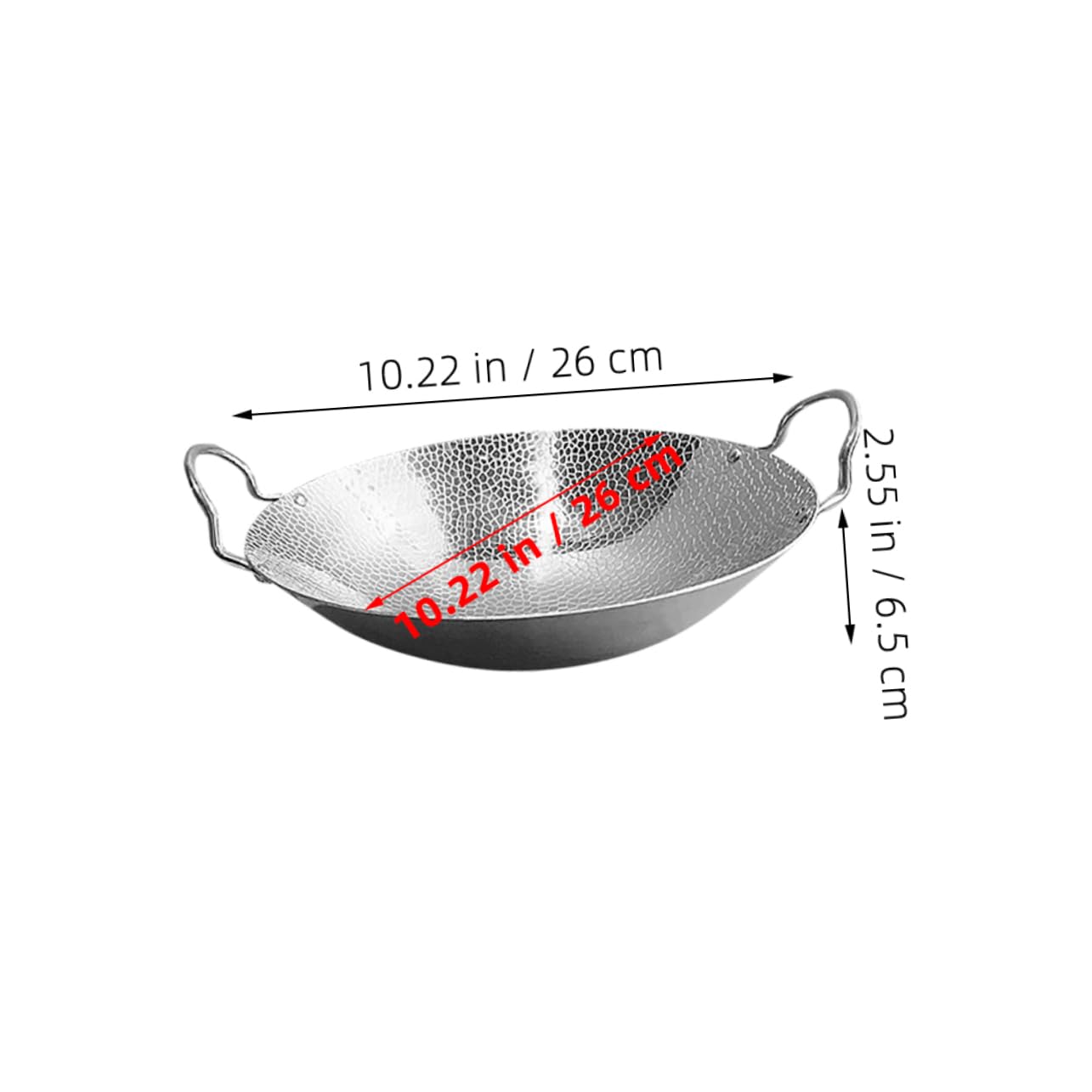 EXCEART Wok in Doppi Manici per Cucinare Pentola da Cucina in Acciaio Inossidabile Utensile da Cucina Wok Doppi Manici Pentola da Manico in Piccole Pentole