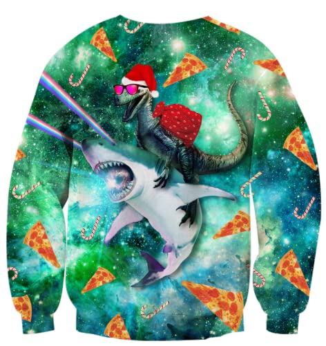Idgreatim Unisex Ugly Christmas Crewneck Sweatshirt Novelty 3D Graphic Long Sleeve Sweater Shirt