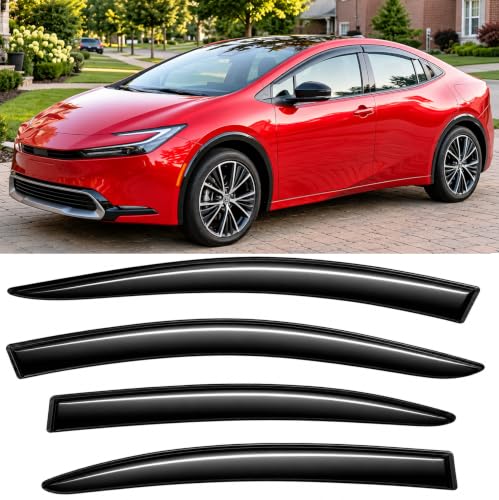 Image of 2023-2026 Tape-On Rain Guards for Toyota Prius and Prius Prime Side Window Visor Deflectors SE XSE Premium LE XLE Limited, Durable Tinted Vent Shades 2024 2025