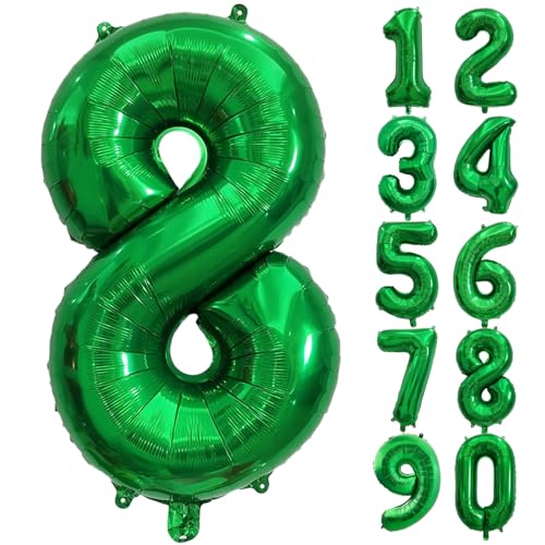 Image of Number Balloons Green Party Balloon - Giant Number 8 Balloon, 40 Inch Large Balloon for St. Patrick's Day Games Theme Birthday Decoration, Girls Boys Party Supplies