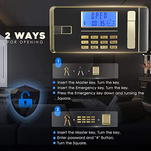 Riddost 4.2 Cub Home Safe Fireproof Waterproof, Large Fireproof Safe Box With Fireproof Document Bag, Double Safety Key Lock And Lcd Screen, Built In Cabinet Box, Money Safe For Home Office Hotel #TOP3
