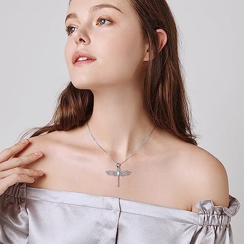 VONALA Collana con libellula in argento Sterling con pietra di luna libellula per donna ciondolo libellula gioielli regali per donne adolescenti ragazze compleanno, 27.7*12mm