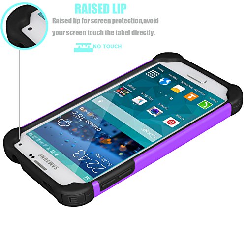 Tekcoo Galaxy S5 Case, [Tmajor] Sturdy [Purple/Black] Shock Absorbing Hybrid Rubber Plastic Impact Defender Rugged Slim Hard Case Cover Bumper For Samsung Galaxy S5 S V I9600 Gs5 All Carriers #TOP2
