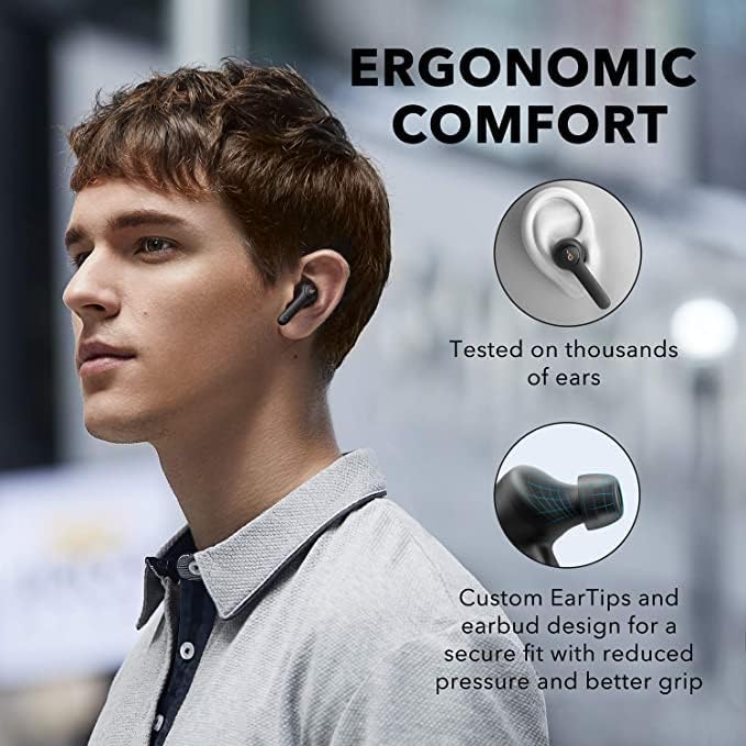 Soundcore Anker Life P2 True Wireless Earbuds with 4 Microphones, CVC 8.0 Noise Reduction, Graphene Driver, Clear Sound, USB C, 40H Playtime, IPX7 Waterproof, Wireless Earphones for Work(Renewed)