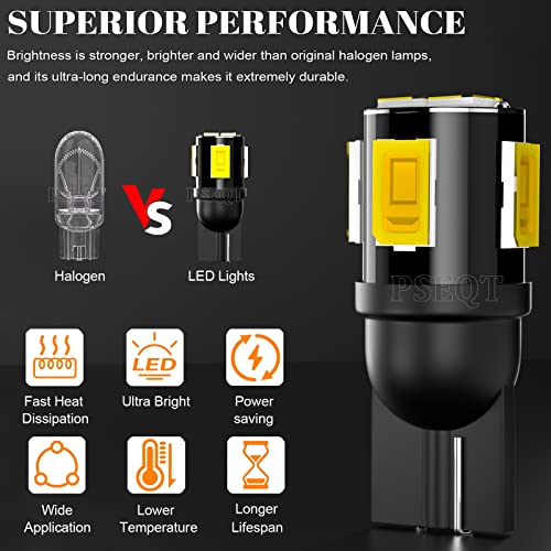 Pseqt Smoked Cab Roof Marker Lights Lens W/ T10 White 6Led Bulbs Compatible With F250 F350 F450 F550 Super Duty Pickup Trucks (5Pcs Smoked Lens+5Pcs Led Bulbs) #TOP3