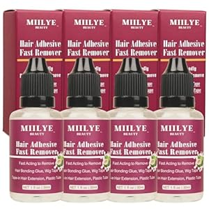 Tape-in Hair Extension Remover (Pack of 4 Bottles), Fast Acting Wig Glue Remover for Hair Wig Tape and Double-Sided Hair Extensions Tape Removal, Precise Application,Skin-Friendly
