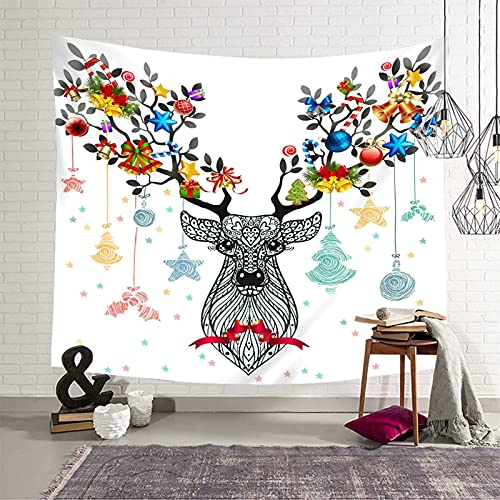 Tapiz de pared con estrellas y alces de 150x130 cm para un salón nórdico