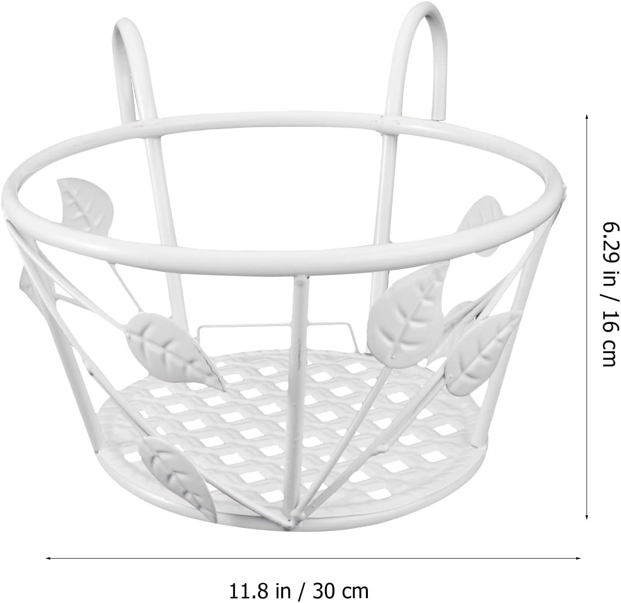 Hemoton Iron Art Hanging Flower Pot Rack with Durable Hooks Round Hanging Planter for Balcony Railing Indoor Outdoor Flowerpot Stand for Garden and Patio