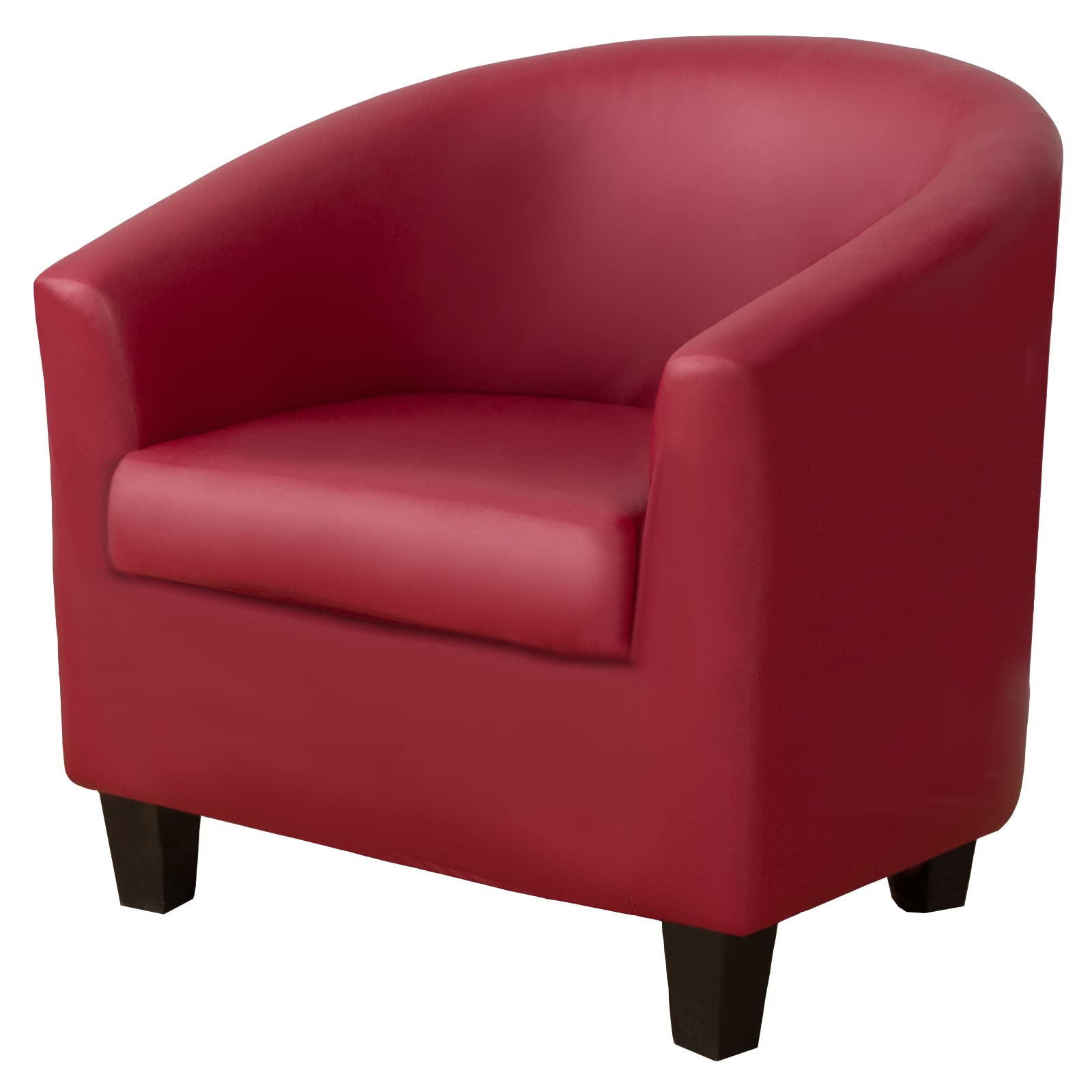 WJHDWYD 2 Pieces Chesterfield Chair Cover PU Leather with Cushion Cover, Elastic Waterproof Cocktail Chair Cover, Removable Armchair Furniture Protector for Living Room(Vino Rosso)