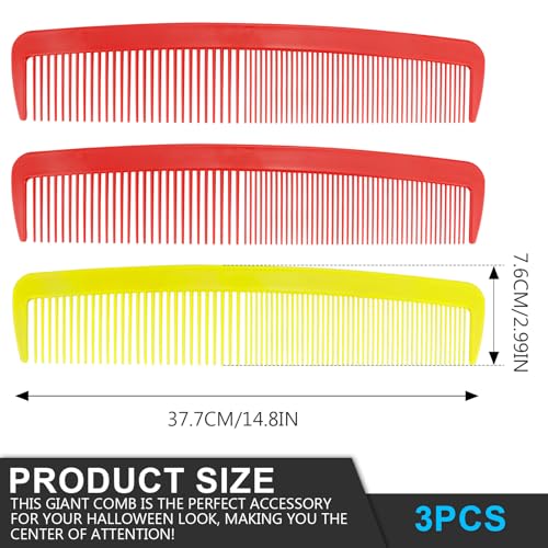 3 Peines Gigantes Divertidos de 4.76 pulgadas con Dientes Anchos miniatura 2