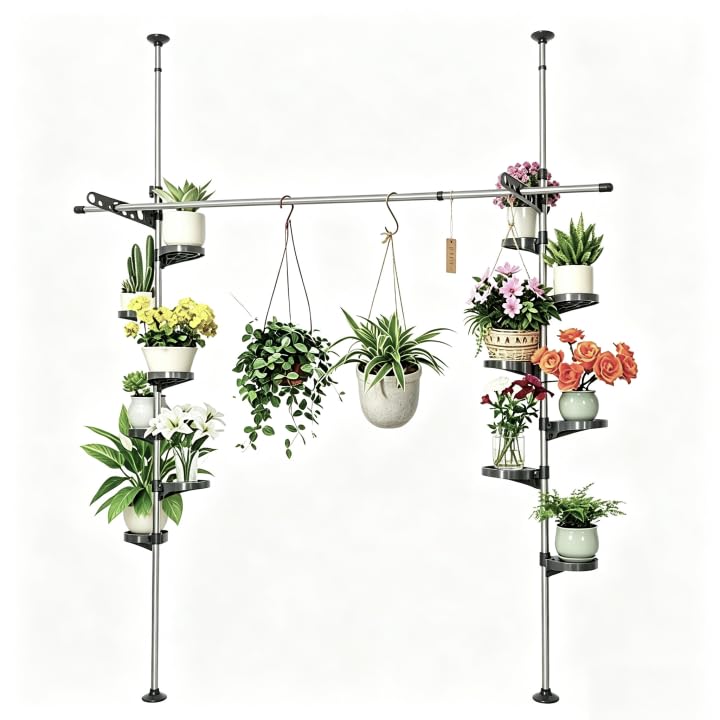 Amazon.co.jp: BAOYOUNI 屋内植物ポールスタンド ダブル突っ張り棒