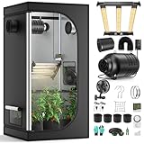 Yigowyigo Growzelt Komplettset mit Y1500 LED Vollspektrum Grow Lampe 80x80x160cm...