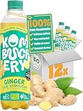 KOMBUCHERY® Ginger Raw Kombucha ORGANIC | 12 x 400ml | Fermented Tea with Active Gut Cultures | Low Sugar & Low Calorie | Unpasteurized, Probiotic