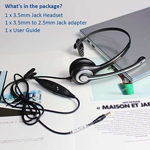 Wantek Cell Phone Headset Mono With Noise Canceling Mic, Wired Computer Headphone For Iphone Samsung Huawei Htc Lg Zte Blackberry Smartphones And Laptop Pc Mac Tablet With 3.5Mm Jack(F600J35) #TOP5